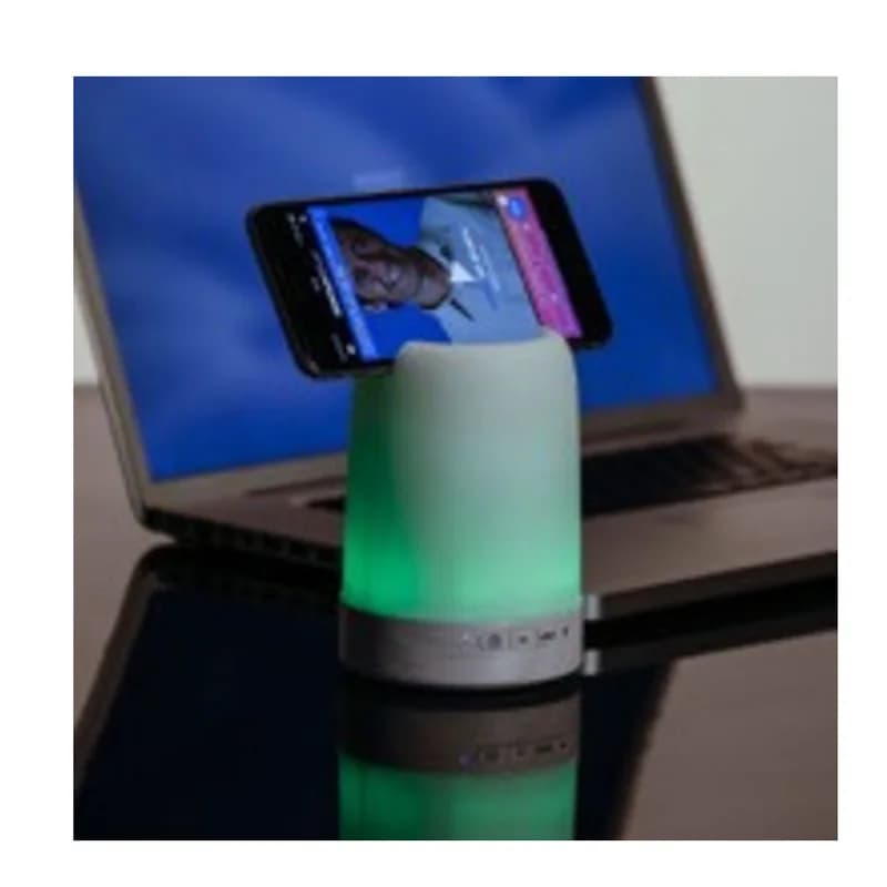 Caixa de Som Multimídia com Porta Caneta e Luminária personalizado — Limeira Brindes