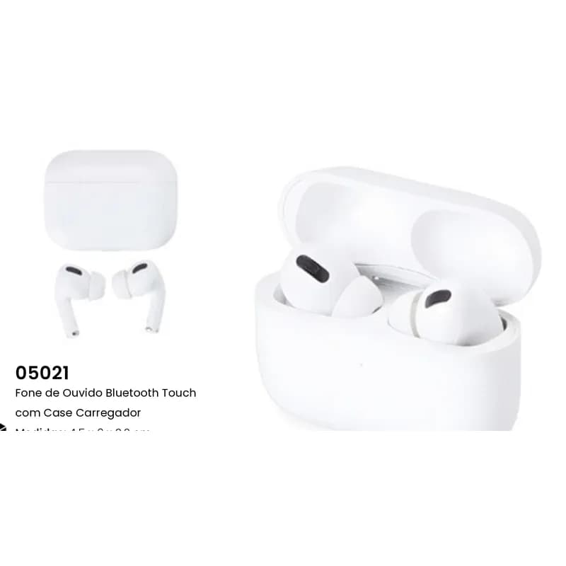 Fone de Ouvido Bluetooth Touch com Case Carregador personalizado — Limeira Brindes