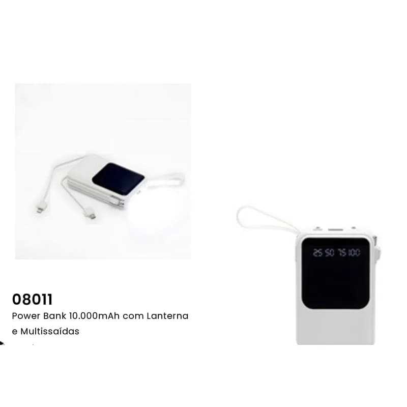 Power Bank 10.000mAh com Lanterna e Multissaídas personalizado — Limeira Brindes