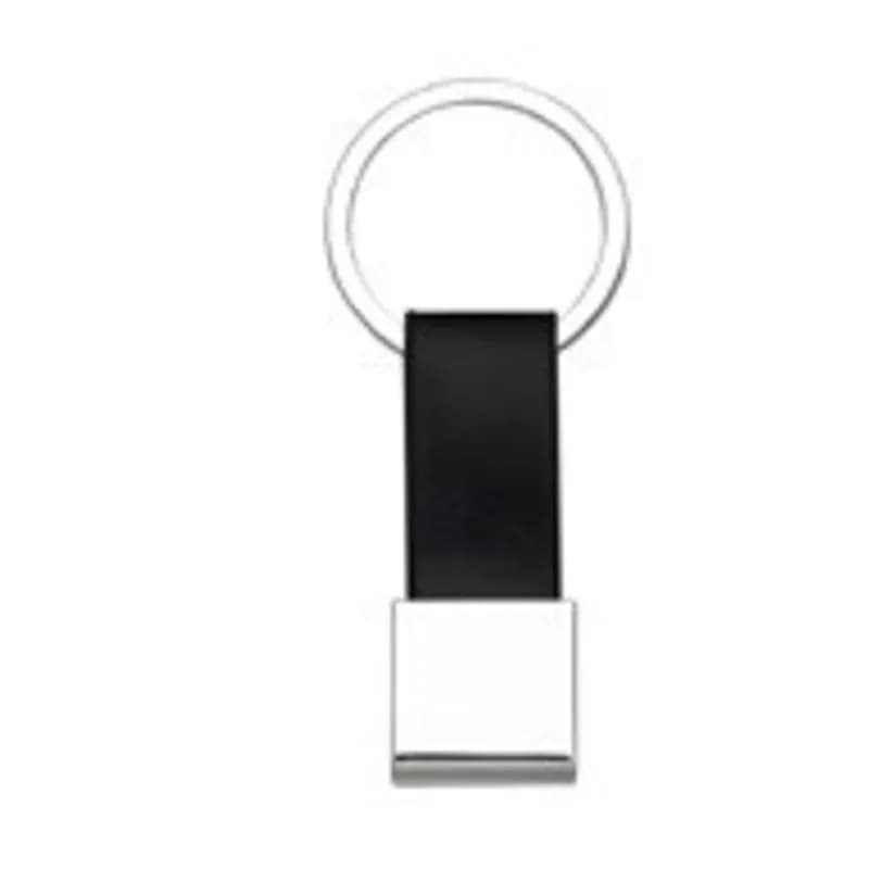 Chaveiro Metal com Couro personalizado — Limeira Brindes