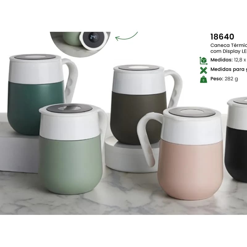 Caneca Térmica 500ml com Display LED personalizado — Limeira Brindes