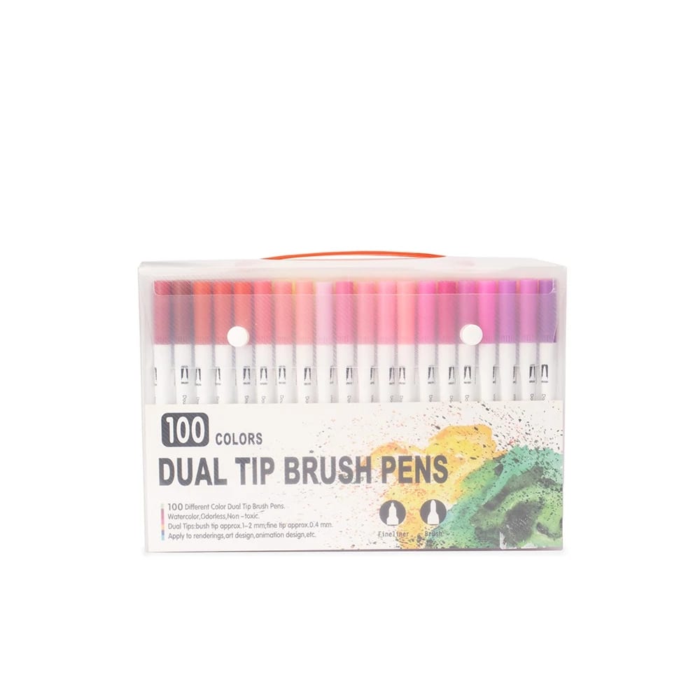 Kit Canetinhas Ponta Dupla 100 Cores