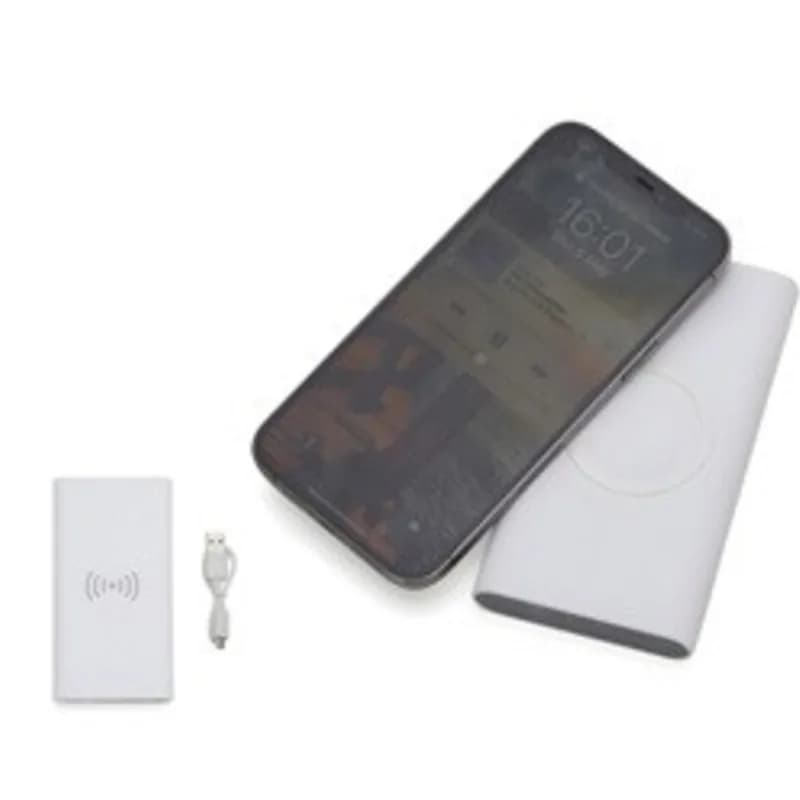Power Bank 8000mAh com Carregamento via Indução ou via Cabo personalizado — Limeira Brindes