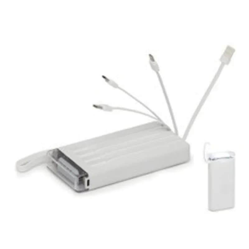 Power Bank 10.000mAh com Lanterna e Multissaídas personalizado — Limeira Brindes