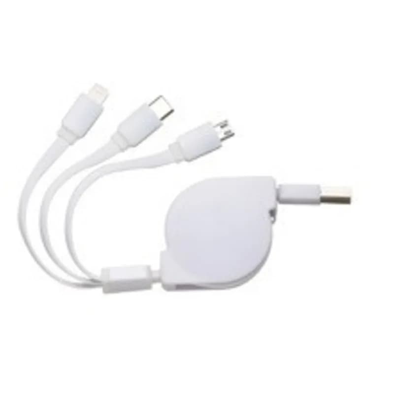 Cabo USB Retrátil 3 em 1 personalizado — Limeira Brindes