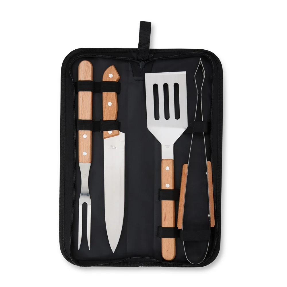 Kit Churrasco 4 Peças, cor PRETO