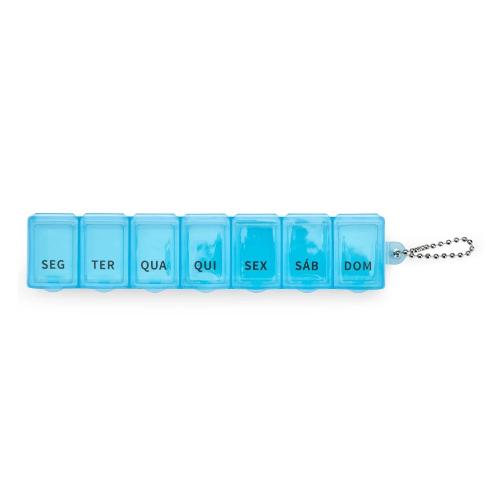 Porta Comprimidos Semanal Plástico, cor AZUL