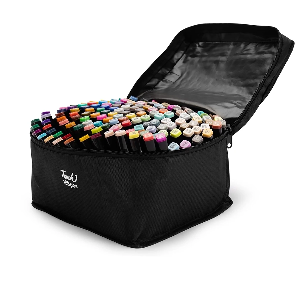 Kit Canetas Marcadoras Pontas Duplas com 168 Cores, cor COLORIDO