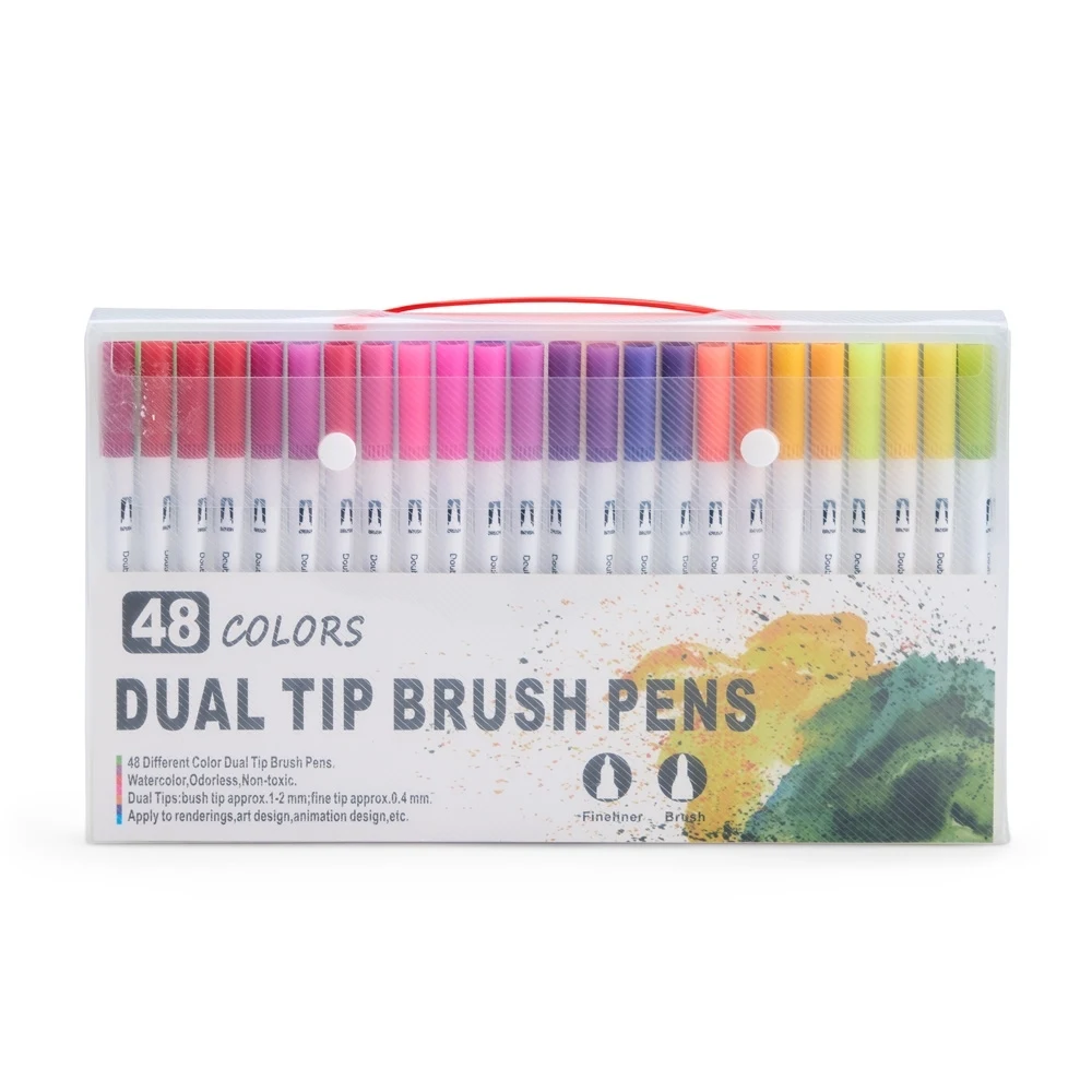 Kit Canetinhas Ponta Dupla Com 48 Cores, cor COLORIDO