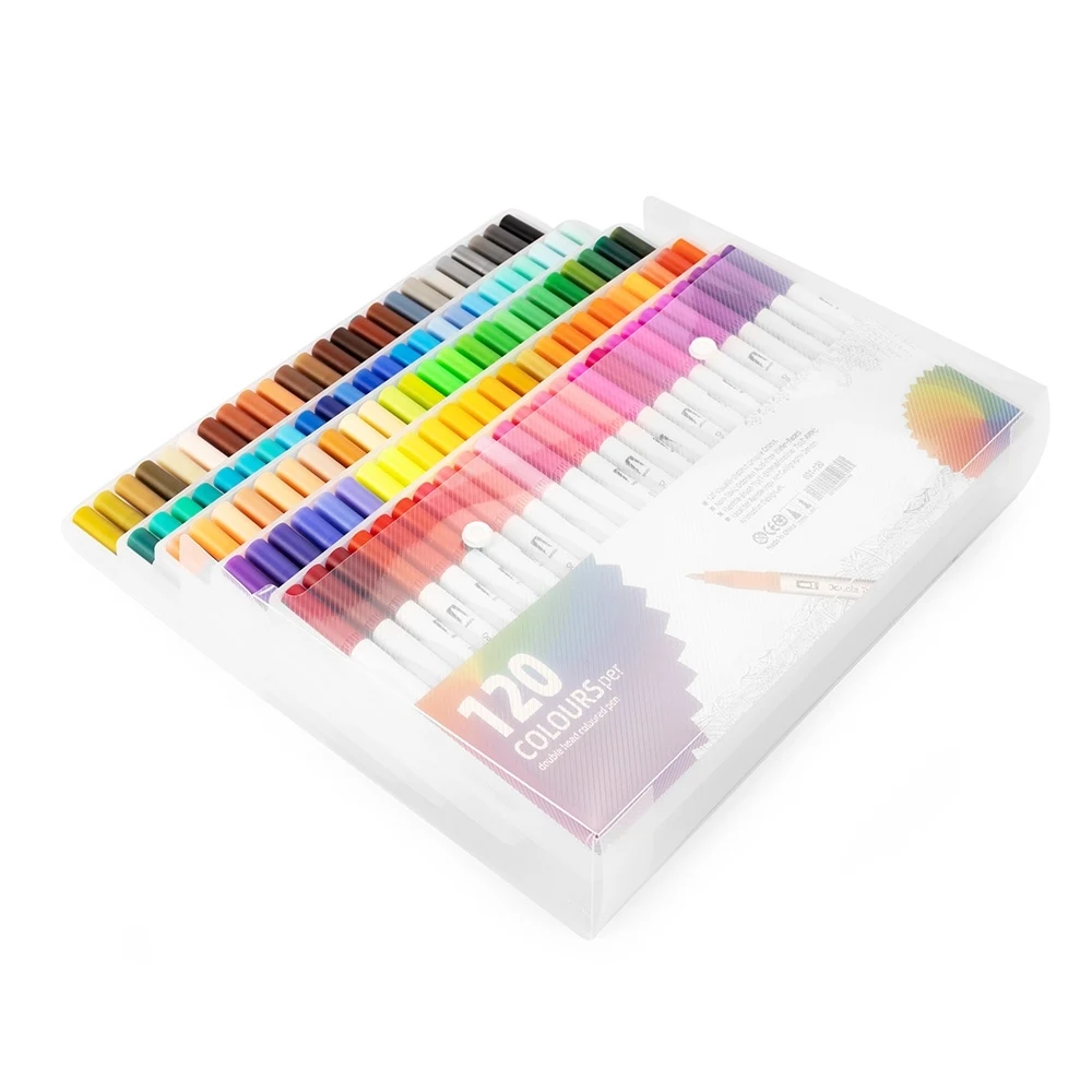 Kit Canetinhas Ponta Dupla Com 120 Cores, cor COLORIDO