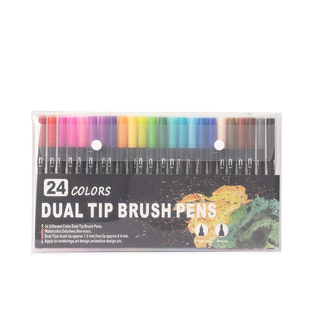 Kit Canetinhas Ponta Dupla 24 Cores, cor COLORIDO