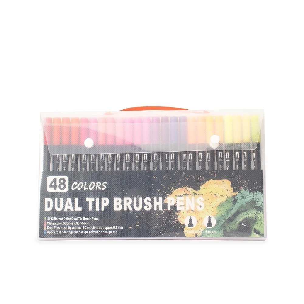 Kit Canetinhas Ponta Dupla 48 Cores, cor COLORIDO