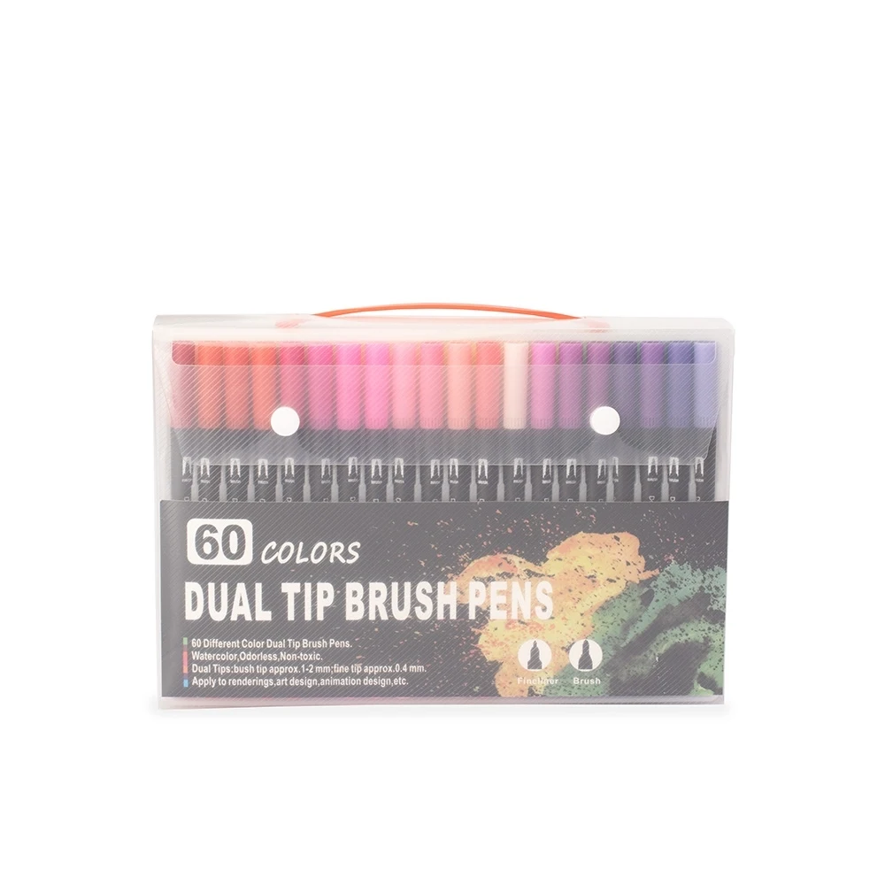 Kit Canetinhas Ponta Dupla 60 Cores, cor COLORIDO