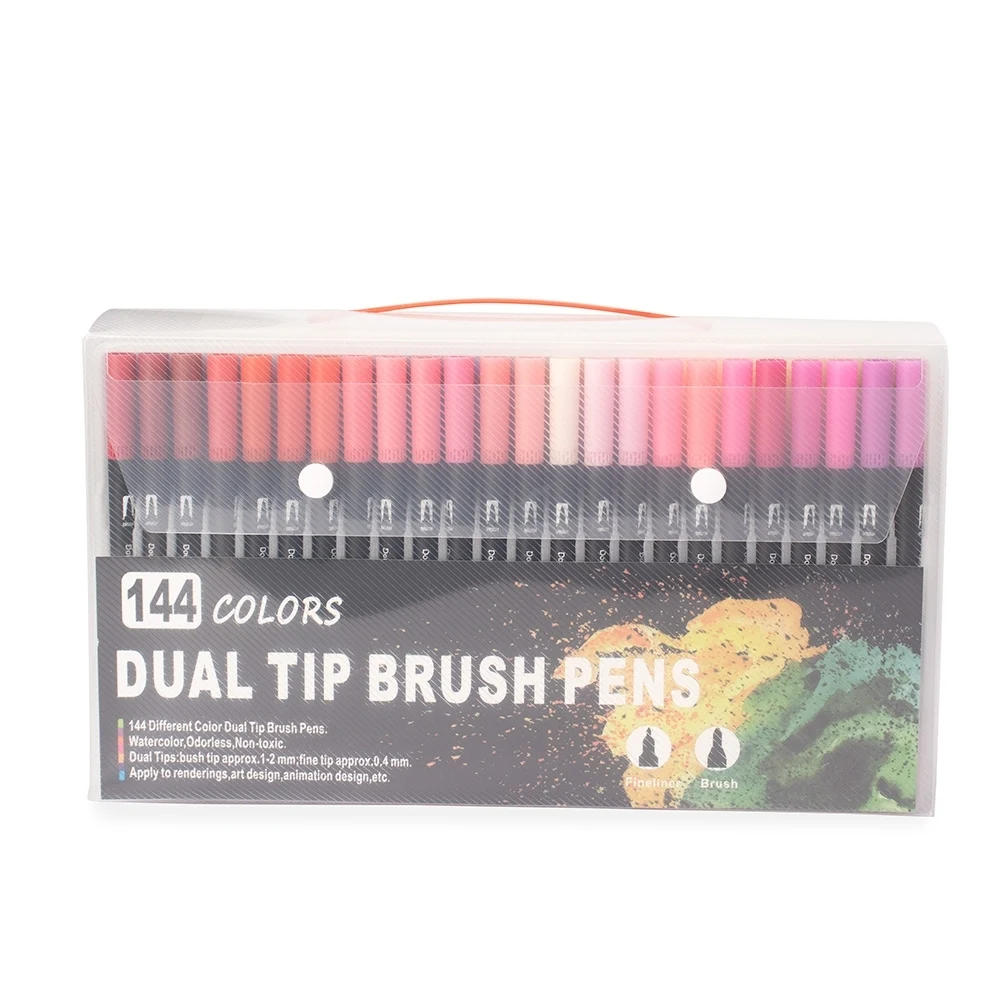 Kit Canetinhas Ponta Dupla 144 Cores, cor COLORIDO