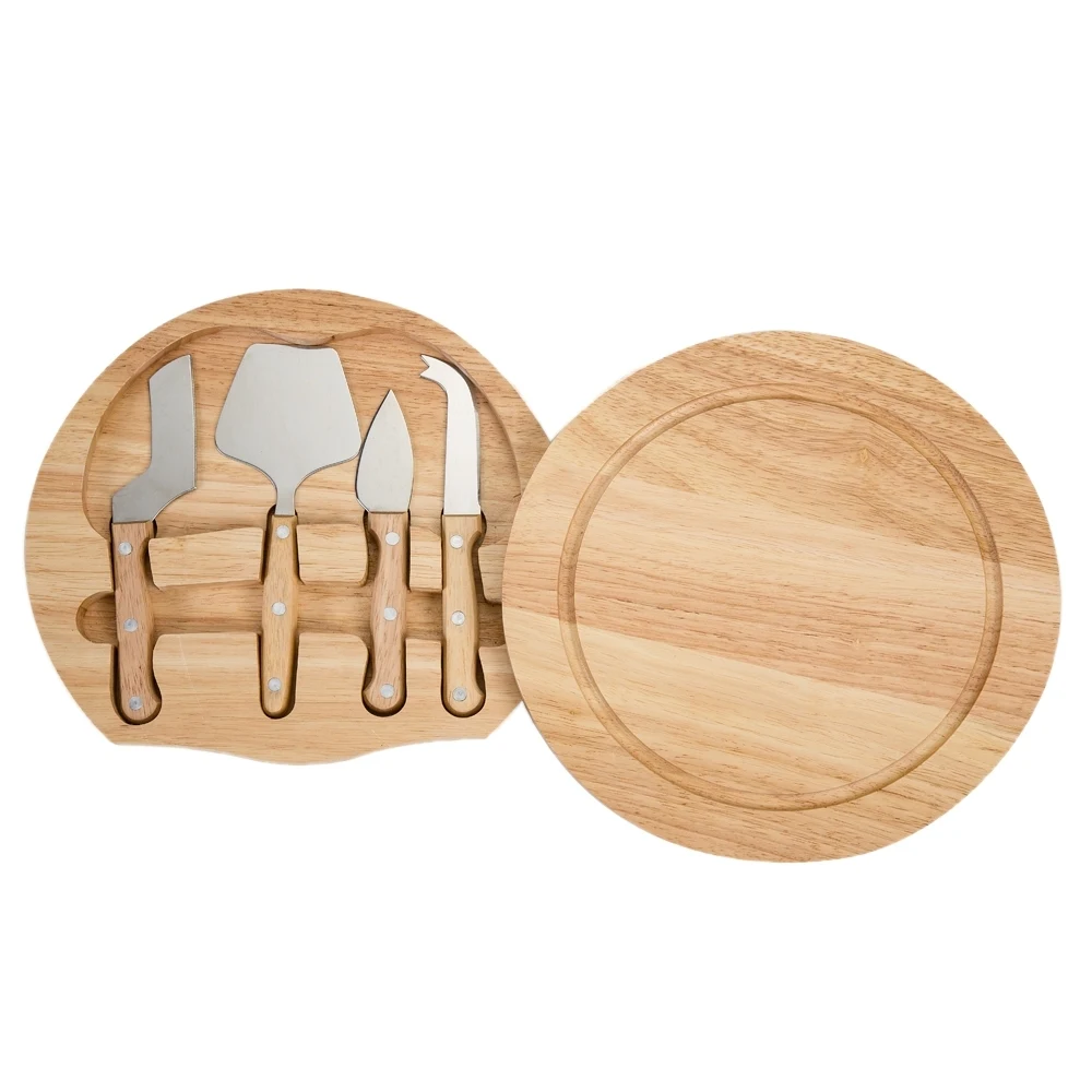 Kit Queijo 5 peças, cor MADEIRA
