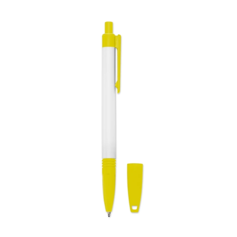 Caneta Plástica com Cordão, cor AMARELO