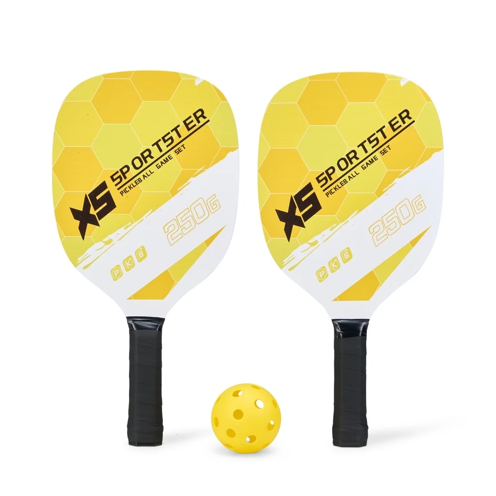 Kit Raquetes Pickleball 3 Peças, cor AMARELO COM BRANCO
