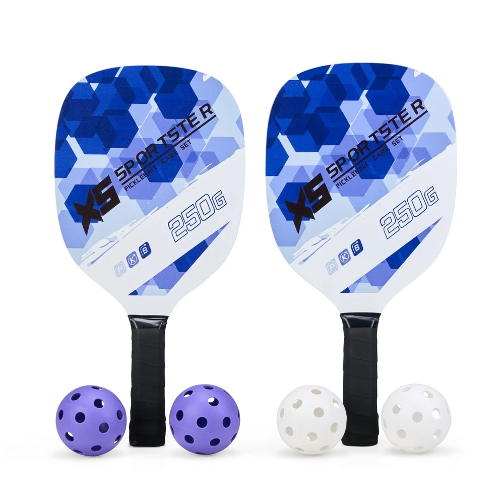 Kit Raquetes Pickleball 6 Peças, cor AZUL COM BRANCO