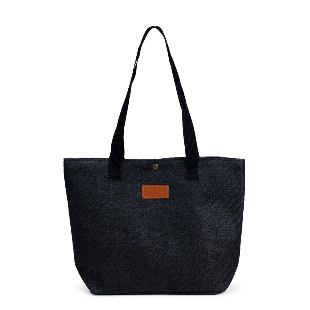 Bolsa Palha Trançada, cor PRETO