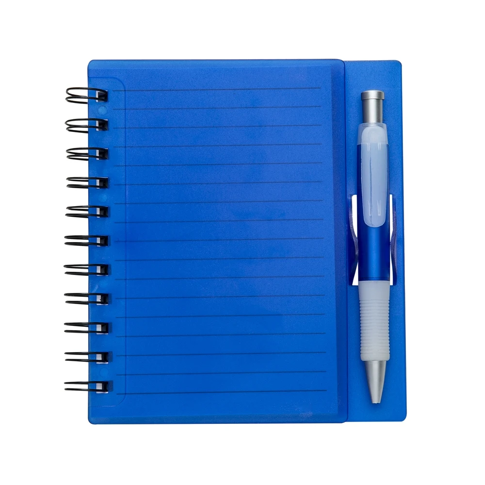 Caderno Plástico com Caneta, cor AZUL