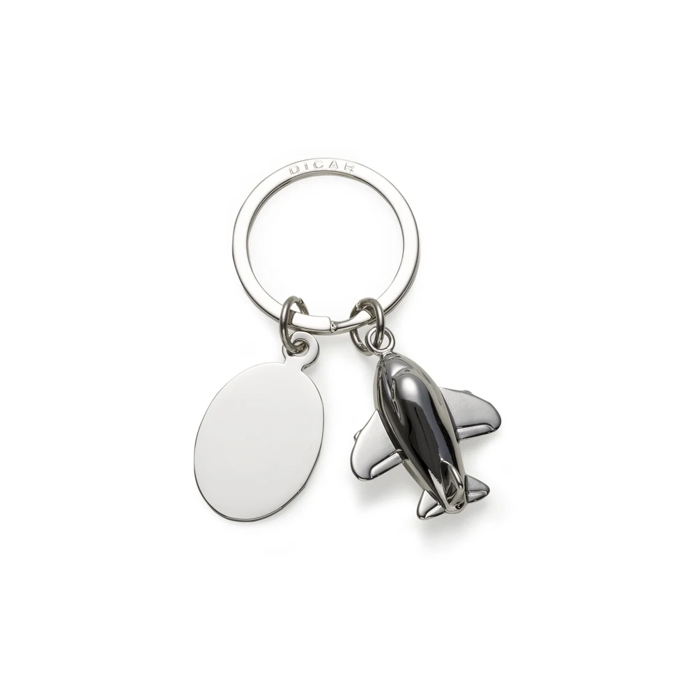 Chaveiro Metal Avião, cor PRATA