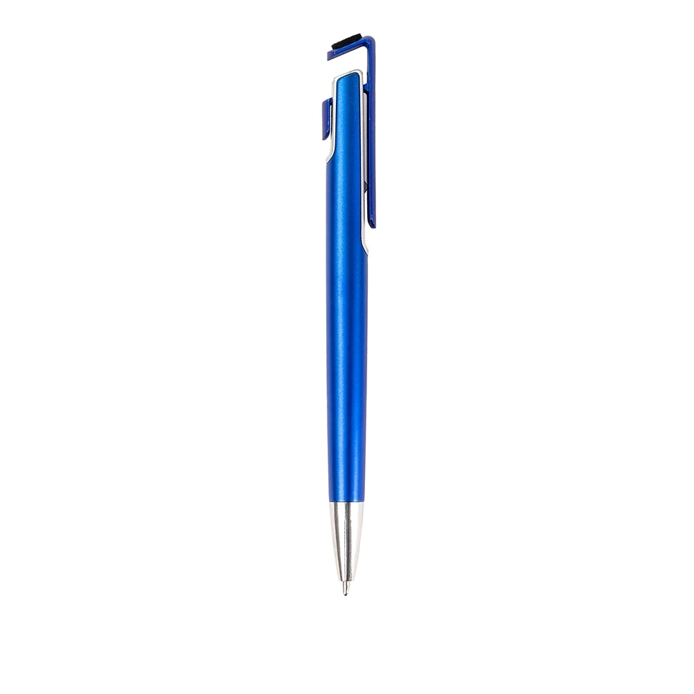 Caneta Plástica com Suporte para Celular, cor AZUL