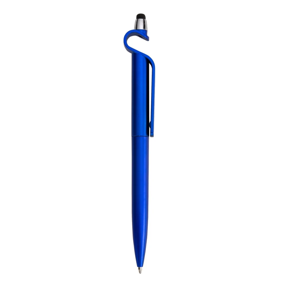 Caneta Plástica Touch com Suporte, cor AZUL