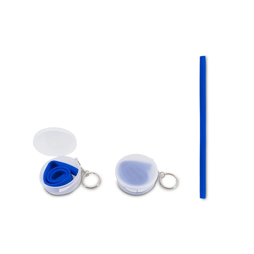 Canudo de Silicone com Estojo, cor AZUL