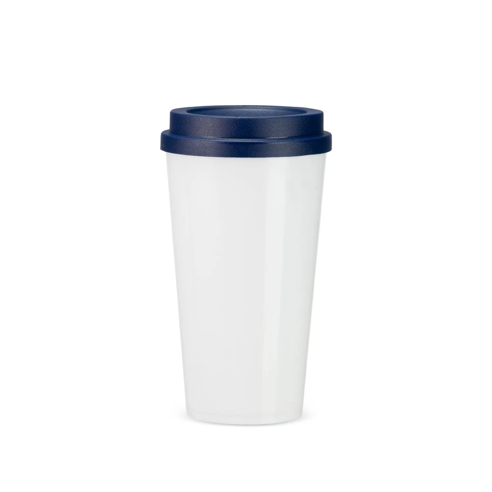 Copo Plástico 550ml, cor BRANCO COM AZUL