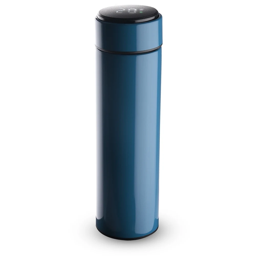 Garrafa Inox 450 ml com Display LED, cor AZUL