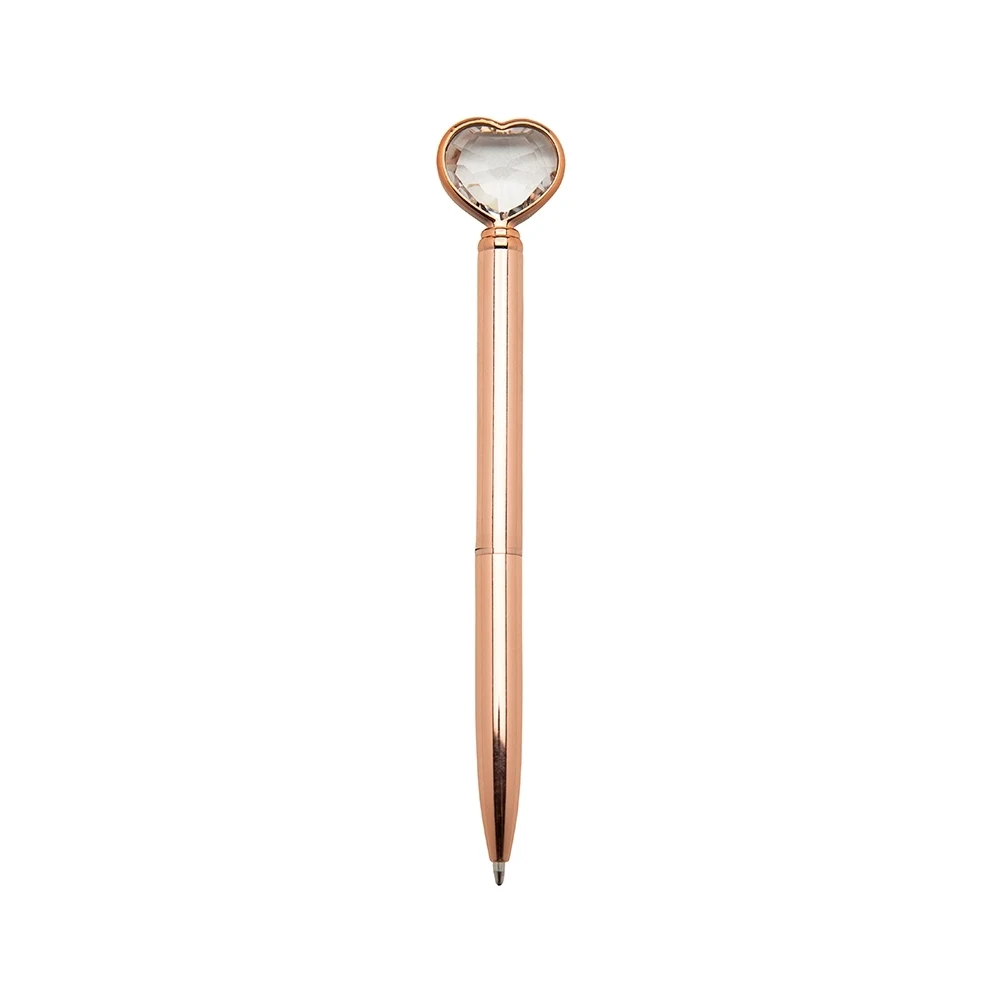 Caneta Metal Coração Diamante, cor COBRE