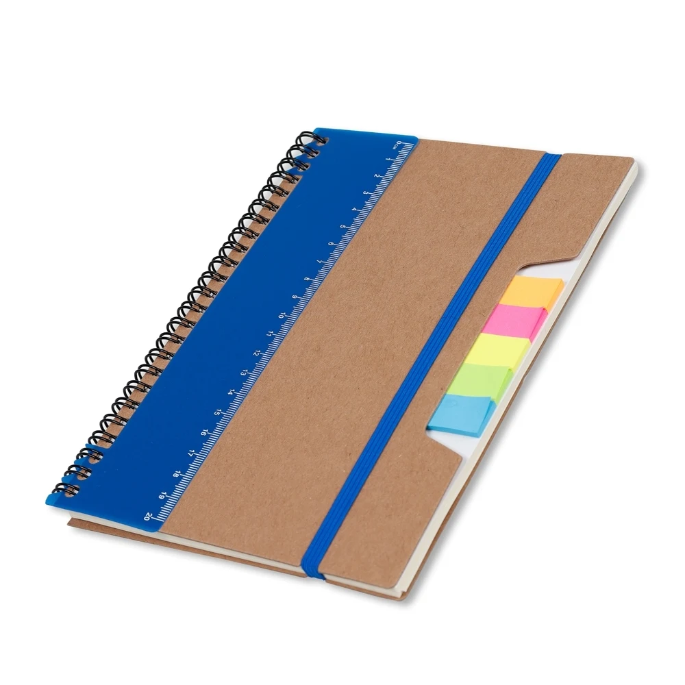 Caderno com Régua e Autoadesivos, cor AZUL