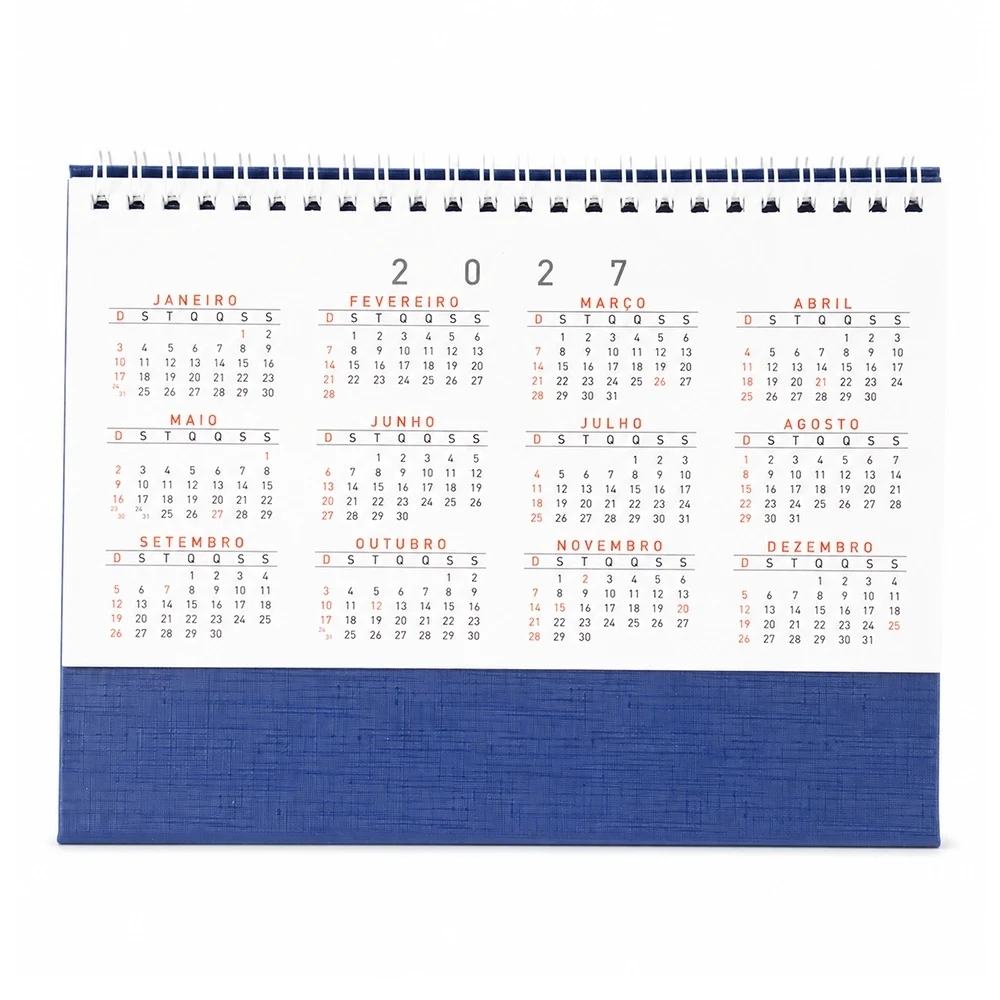 Calendário de Mesa 2027, cor AZUL