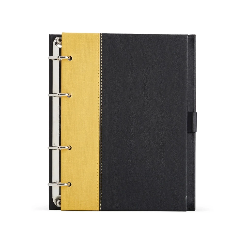 Caderno Fichário de Couro Sintético, cor AMARELO
