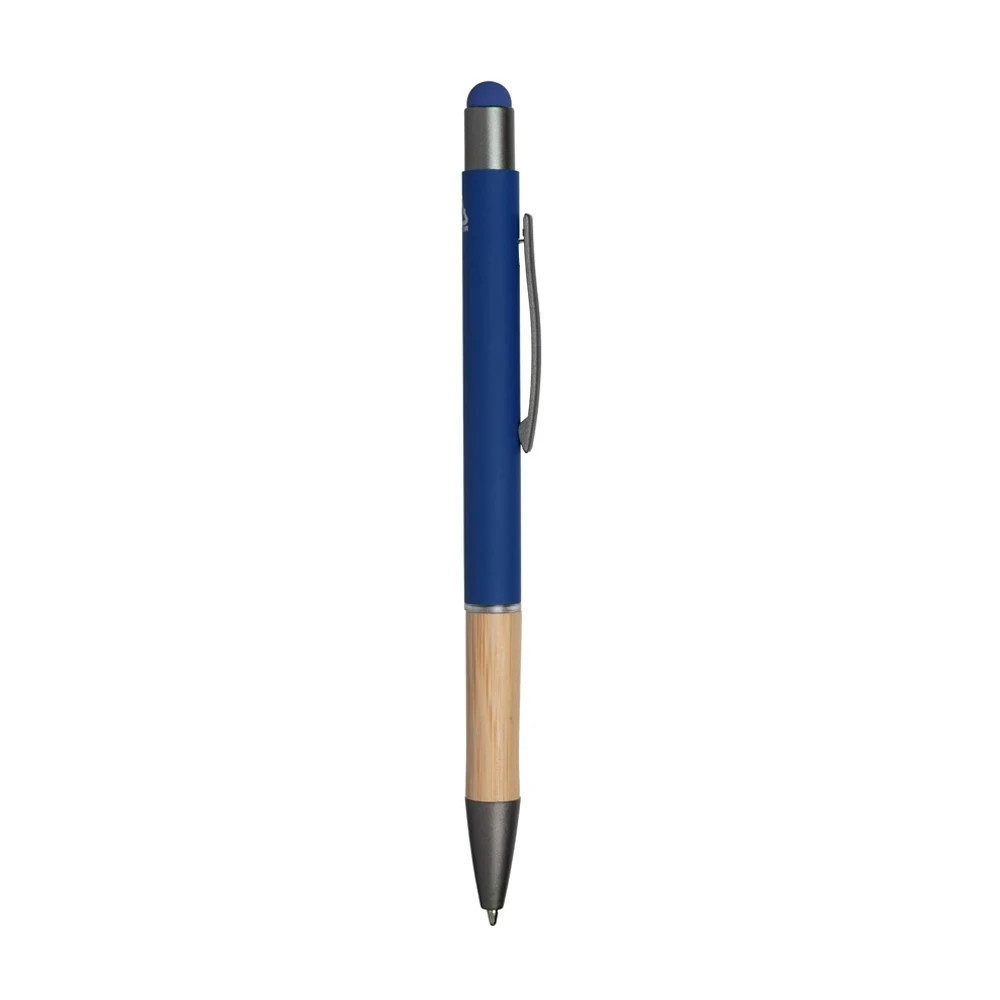Caneta Touch Screen Alumínio e Bambu, cor AZUL