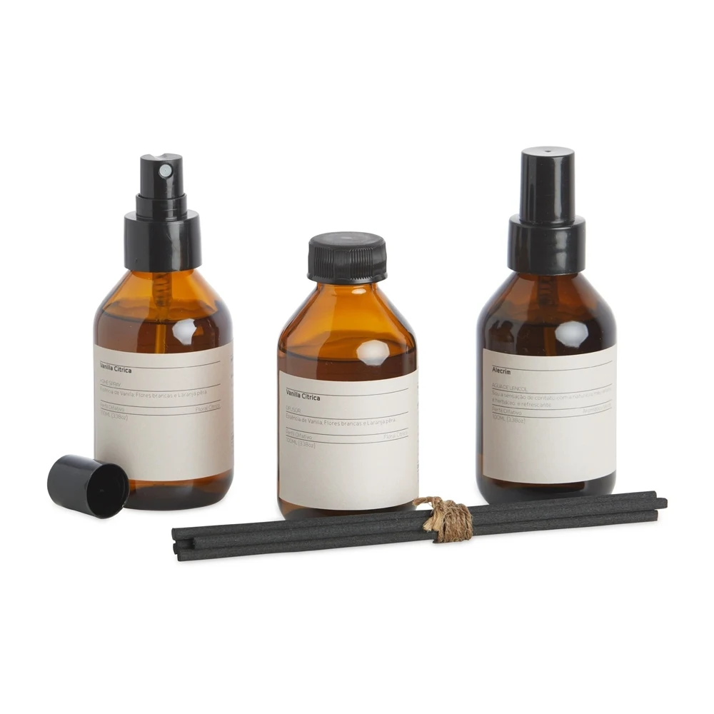 Kit com 3 Aromas para Ambiente, cor MARROM