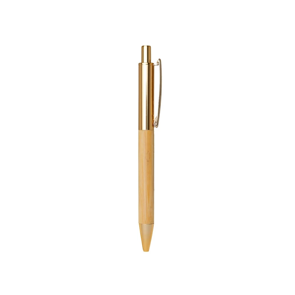 Caneta Metal e Bambu, cor DOURADO