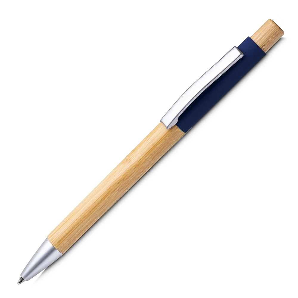 Caneta Alumínio e Bambu, cor AZUL