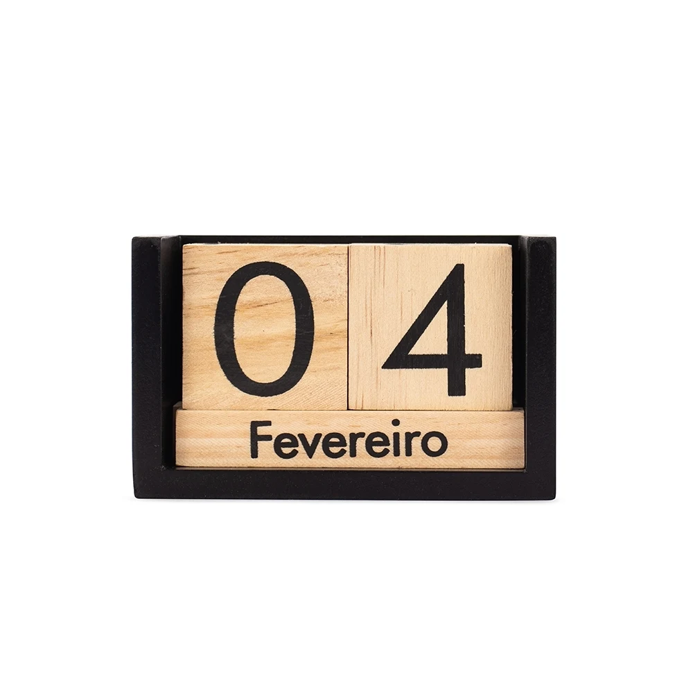 Calendário Permanente Madeira, cor PRETO
