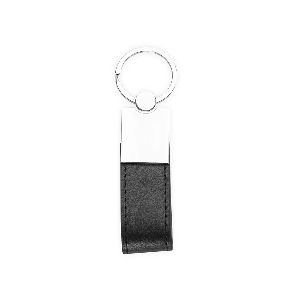 Chaveiro Metal com Couro Sintético, cor PRETO