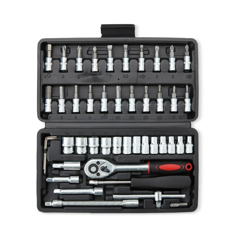 Kit Ferramentas 45 peças, cor PRETO