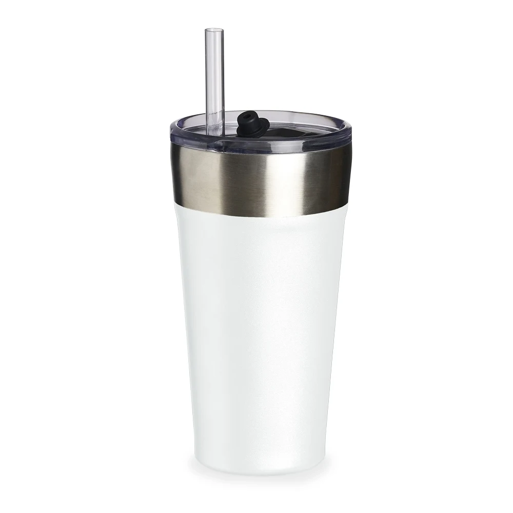 Copo Térmico com Canudo 500ml, cor BRANCO