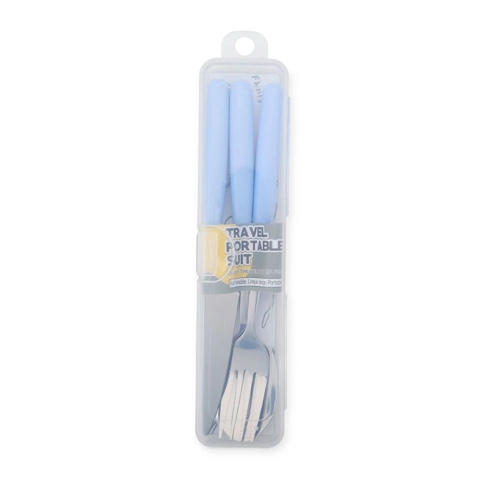 Kit Talheres 3 Peças, cor AZUL