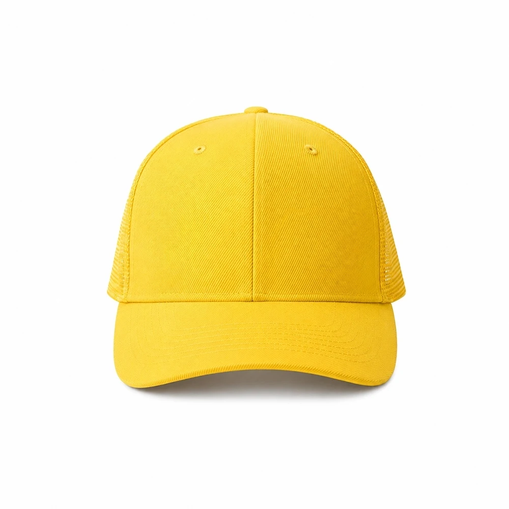 Boné Poliéster Aba Curva com Tela, cor AMARELO