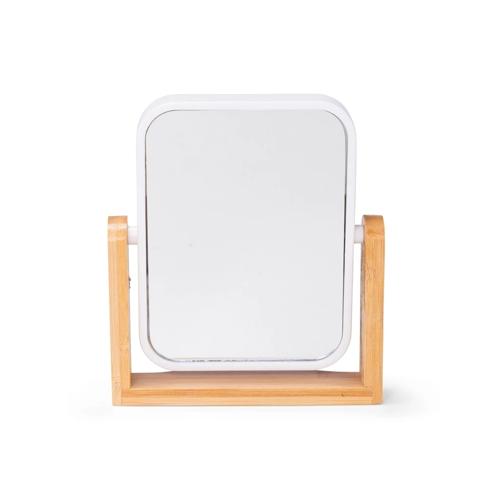 Espelho de Mesa Retangular Bambu, cor BRANCO