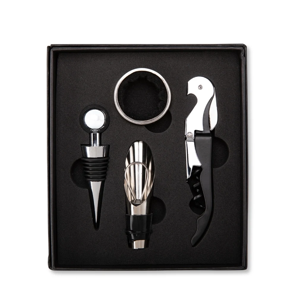 Kit Vinho 4 Peças, cor PRETO