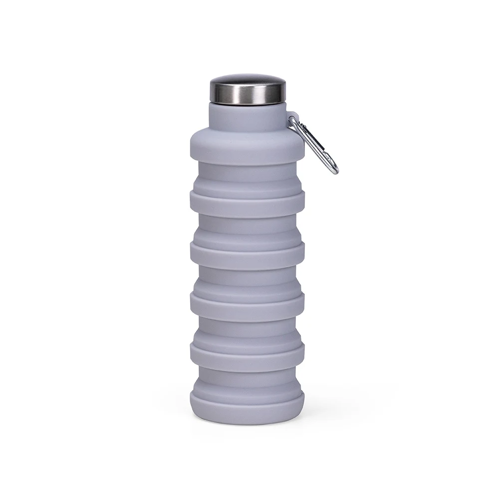 Garrafa Retrátil Silicone 500ml, cor CINZA