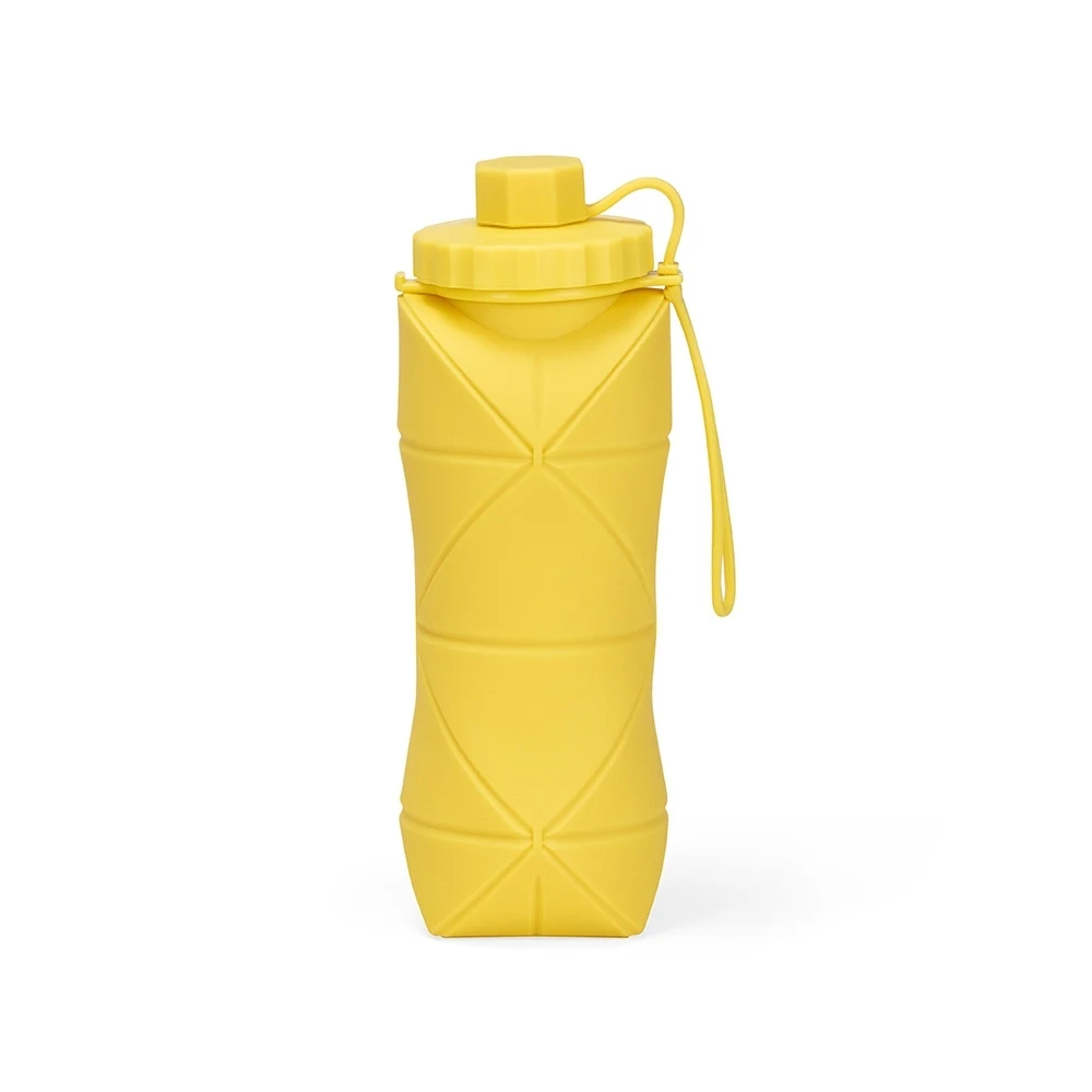 Garrafa Dobrável Silicone 600ml, cor AMARELO