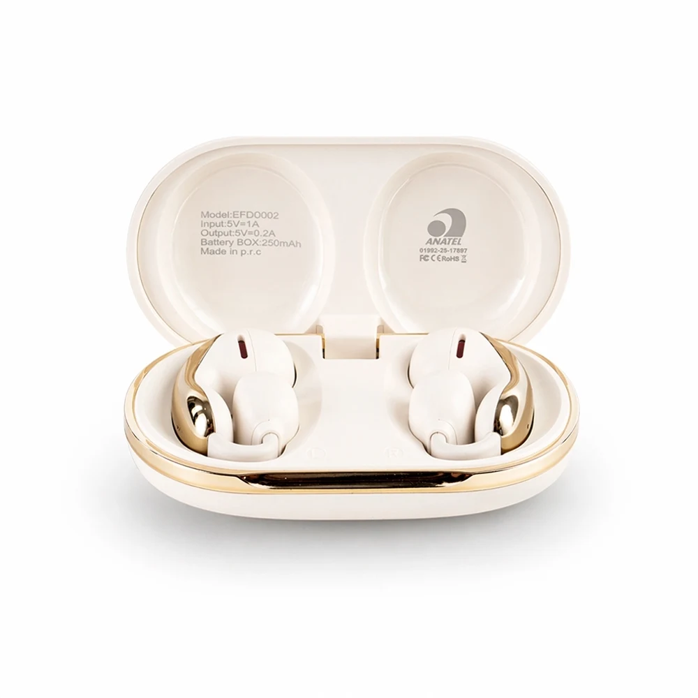 Fone de Ouvido Bluetooth com Case Carregador, cor BEGE