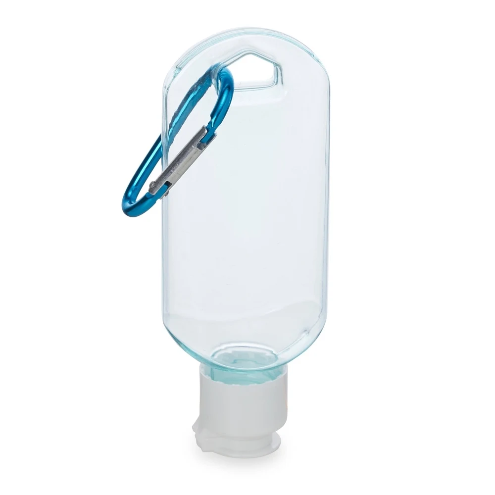 Frasco Plástico 55ml com Mosquetão, cor AZUL
